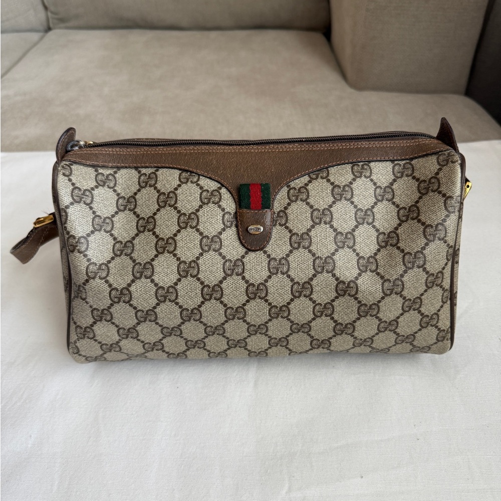 Gucci Shelly Beige Canvas Shoulder Bag